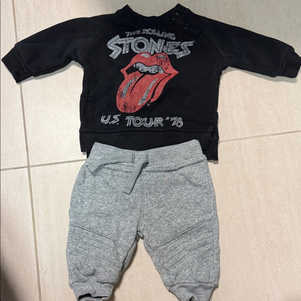 The Rolling Stones Kids Black and Gray Jogger Set